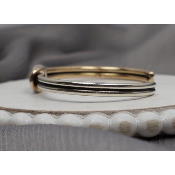 Retired James Avery 14k & 925 Lovers Knot Cuff Bracelet 19.34G / 6.5in / 4mm - Picture 2 of 7